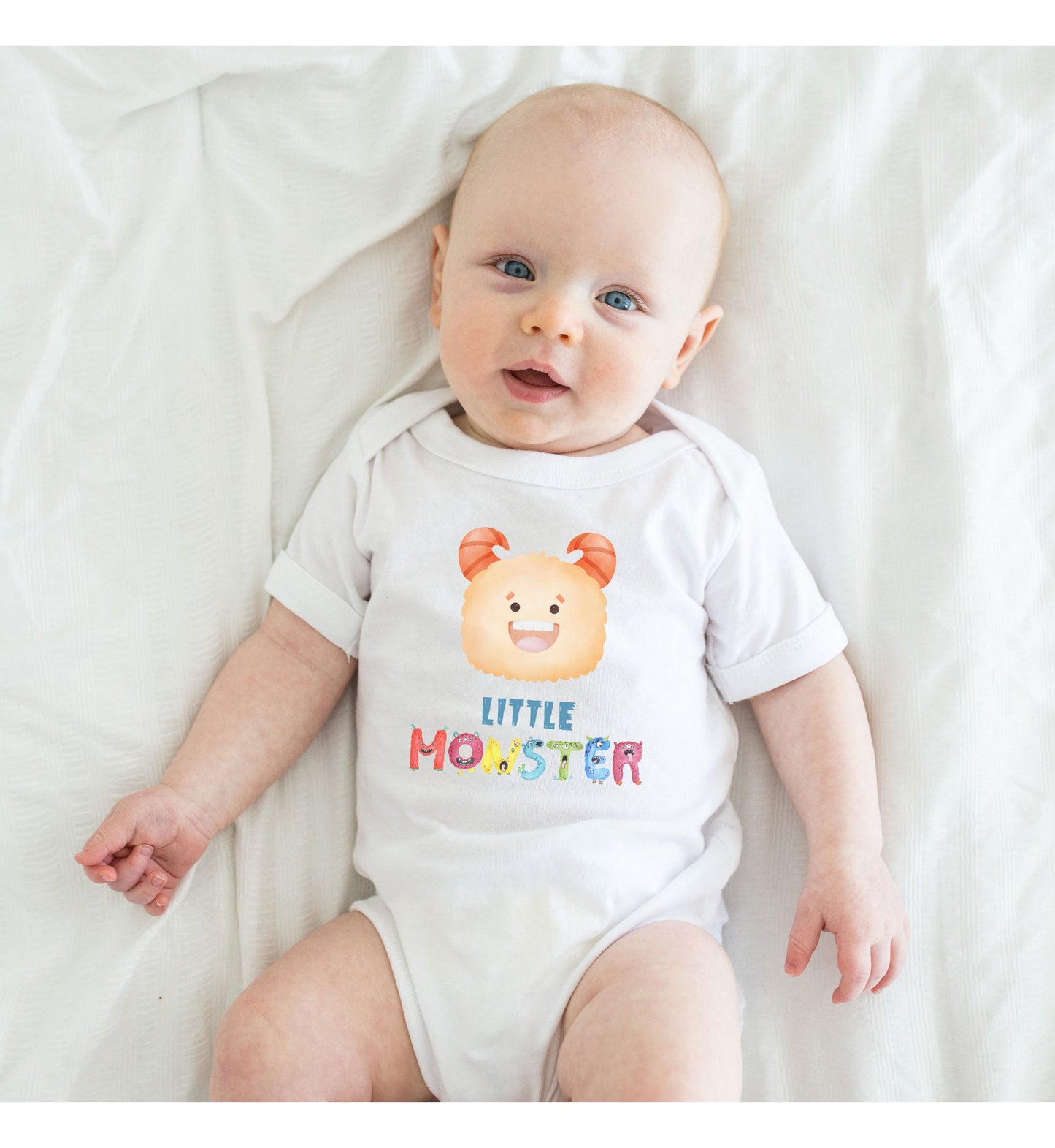 Little Monster Baby Infant Fine Jersey Bodysuit, Cute Baby Shower Gift, Funny Baby Onesie, Adorable Orange Baby Monster Outfit