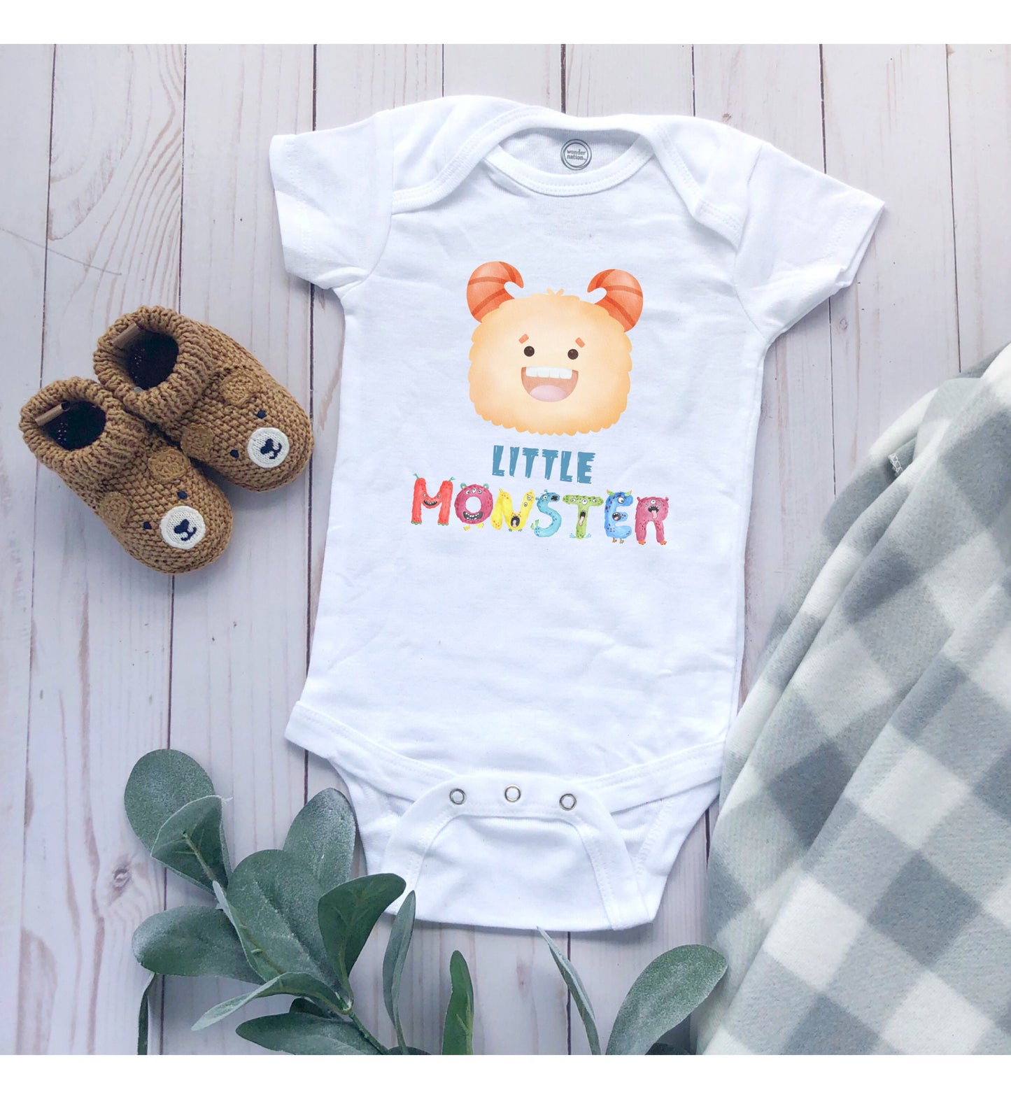 Little Monster Baby Infant Fine Jersey Bodysuit, Cute Baby Shower Gift, Funny Baby Onesie, Adorable Orange Baby Monster Outfit