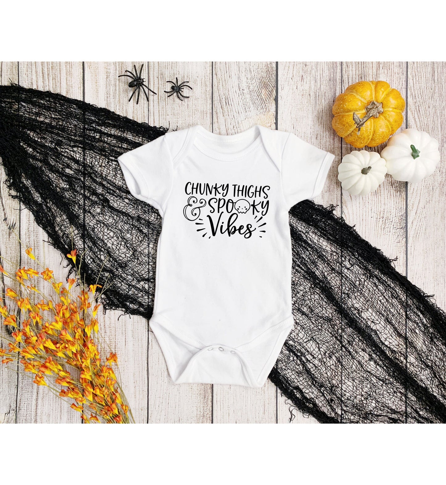 Chunky Thighs and Spooky Vibes Infant Fine Jersey Bodysuit,Cute Fall Onesie,Autumn Baby Onsie,My First Fall Cozy Baby Clothes,Halloween Gift