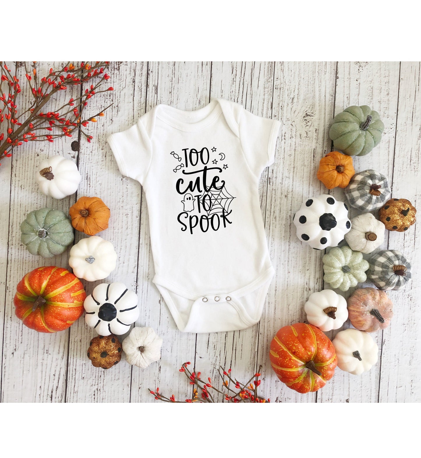 Too Cute to Spook Infant Fine Jersey Bodysuit, Spooky Halloween Baby Onesie Outfit, Autumn Fall Baby Gift, Cute Fall Outfit Baby Girl or Boy