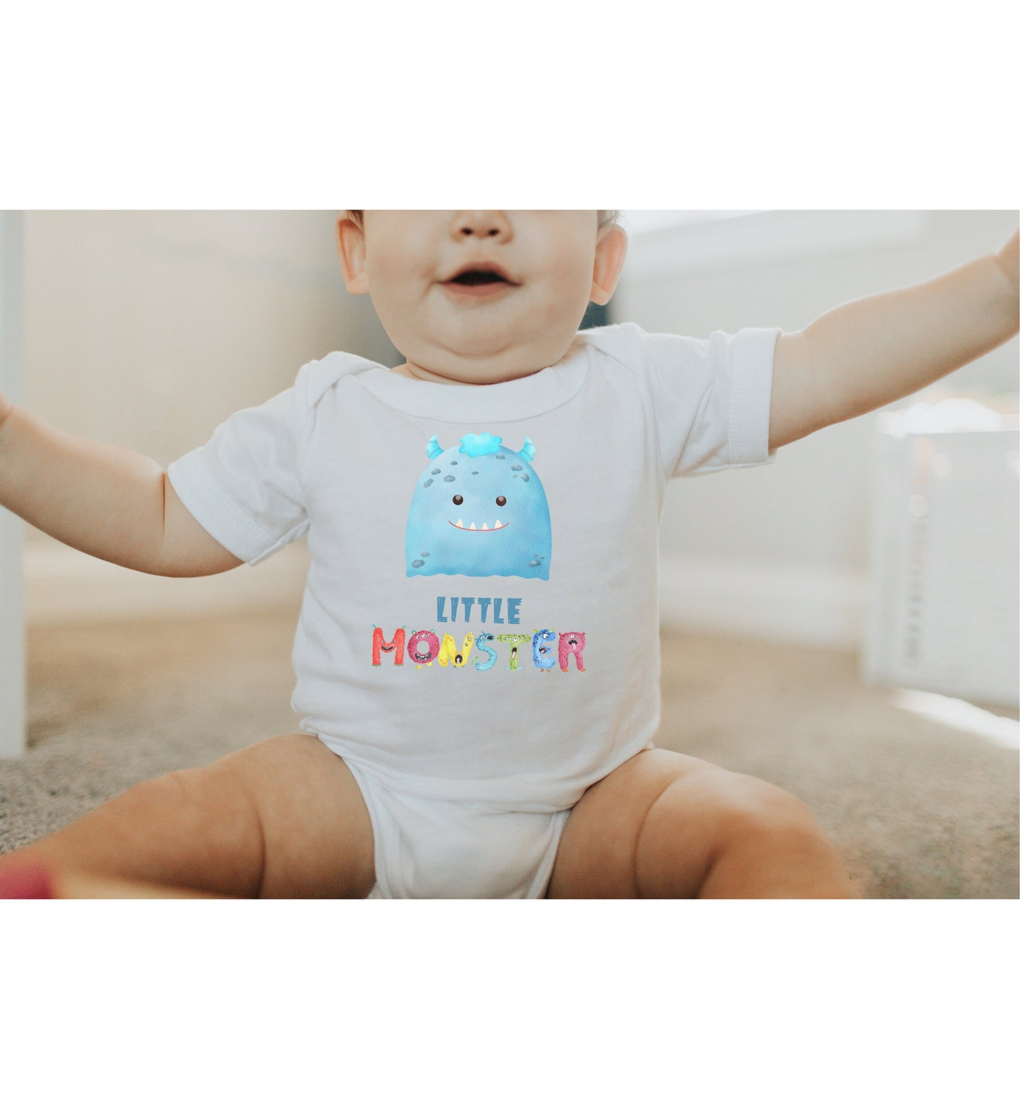 This Little Monster Baby Infant Fine Jersey Bodysuit, Cute Baby Shower Gift, Funny Baby Onesie, Adorable Blue Baby Monster Outfit