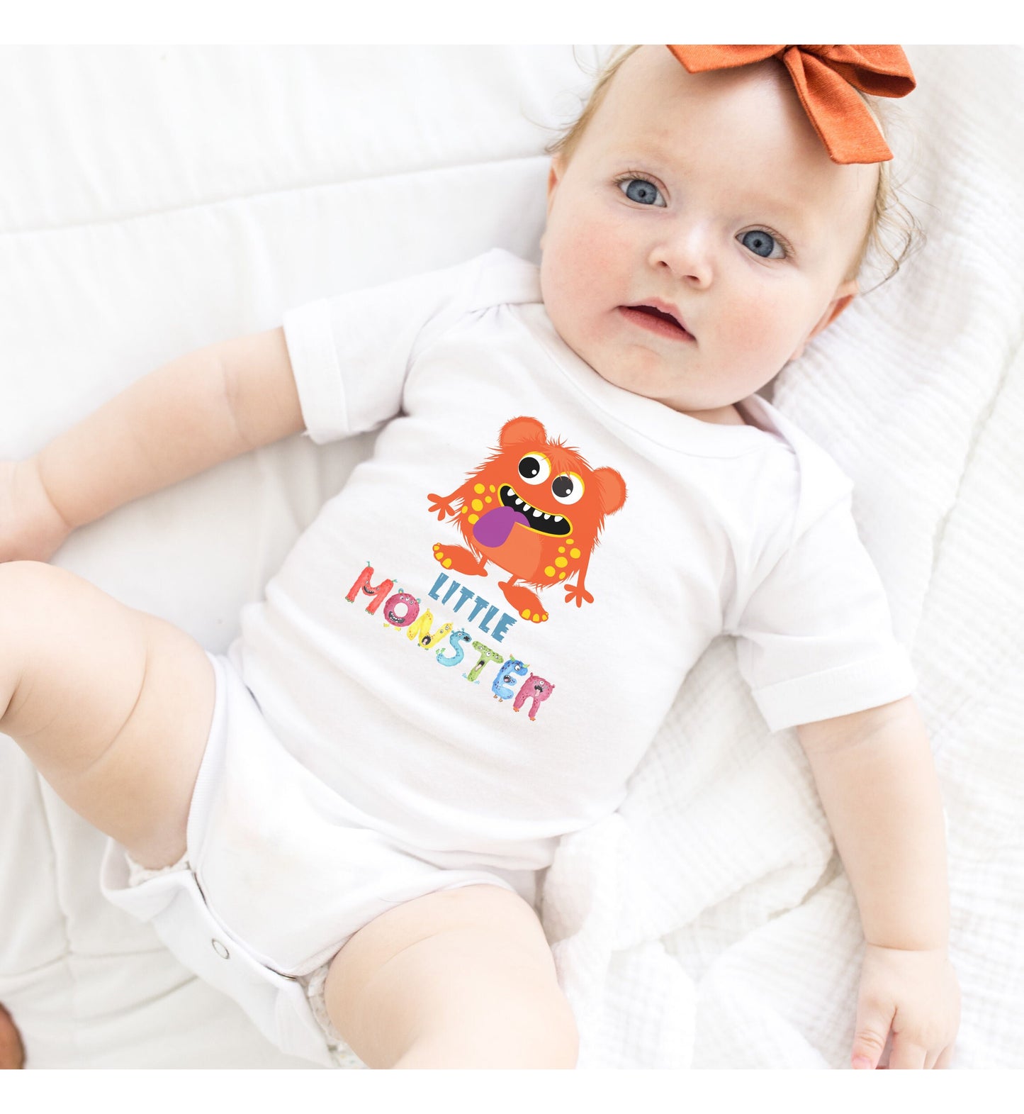 Little Monster Baby Infant Fine Jersey Bodysuit, Cute Baby Shower Gift, Funny Baby Onesie, Adorable Orange Baby Monster Outfit