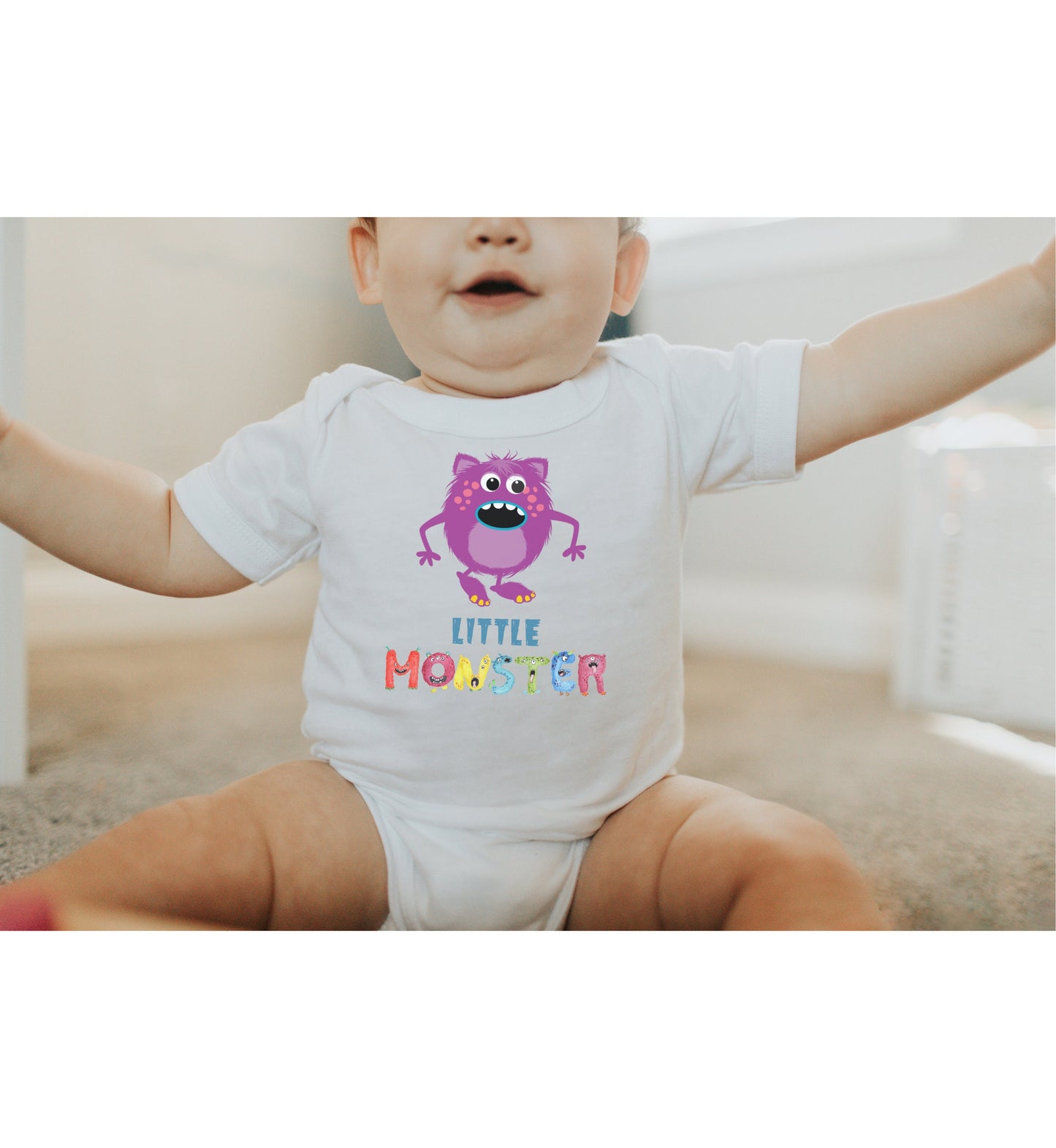 Little Monster Baby Infant Fine Jersey Bodysuit, Cute Baby Shower Gift, Funny Baby Onesie, Adorable Purple Baby Monster Outfit