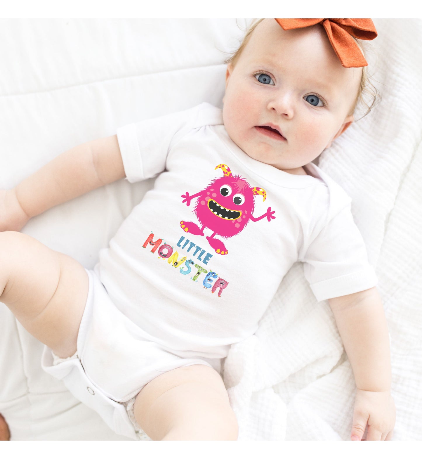 Little Monster Baby Infant Fine Jersey Bodysuit, Cute Baby Shower Gift, Funny Baby Onesie, Adorable Bright Pink Baby Monster Outfit