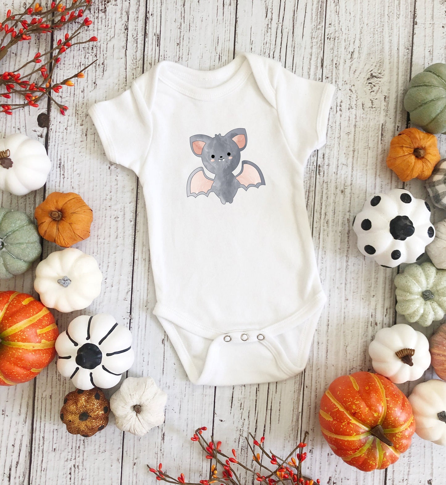Watercolor Halloween Bat Infant Fine Jersey Bodysuit, Cute Baby Bat Fall Onesie, Bats Halloween Baby Onsie Gift