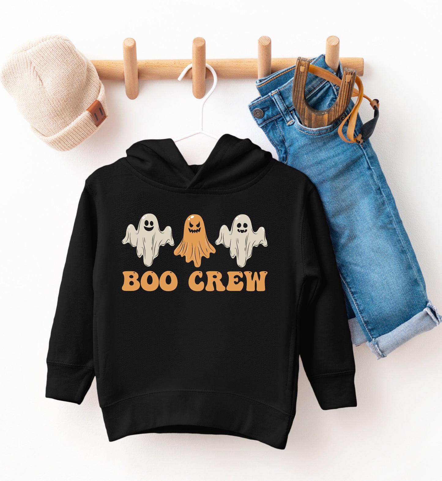 Boo Crew Friends Toddler Pullover Fleece Hoodie, Fall Gift for Kids, Halloween School Sweatshirt and Hoodie, Fall Toddler Hoodie