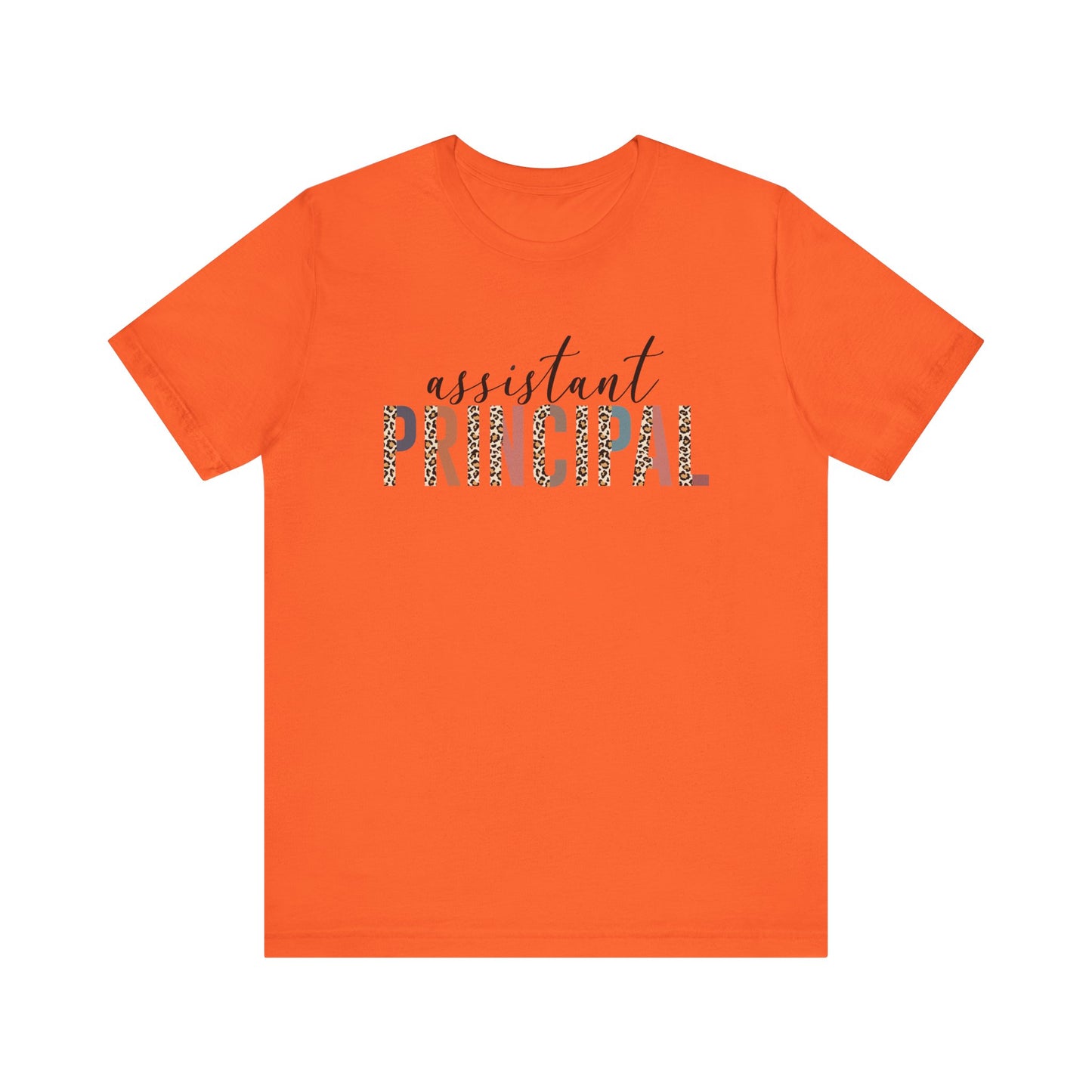 Assistant Principal Jersey Short Sleeve Tee, Leopard Print and Pastel Rainbow Design T-Shirt, School Principal Gifts, Back to School