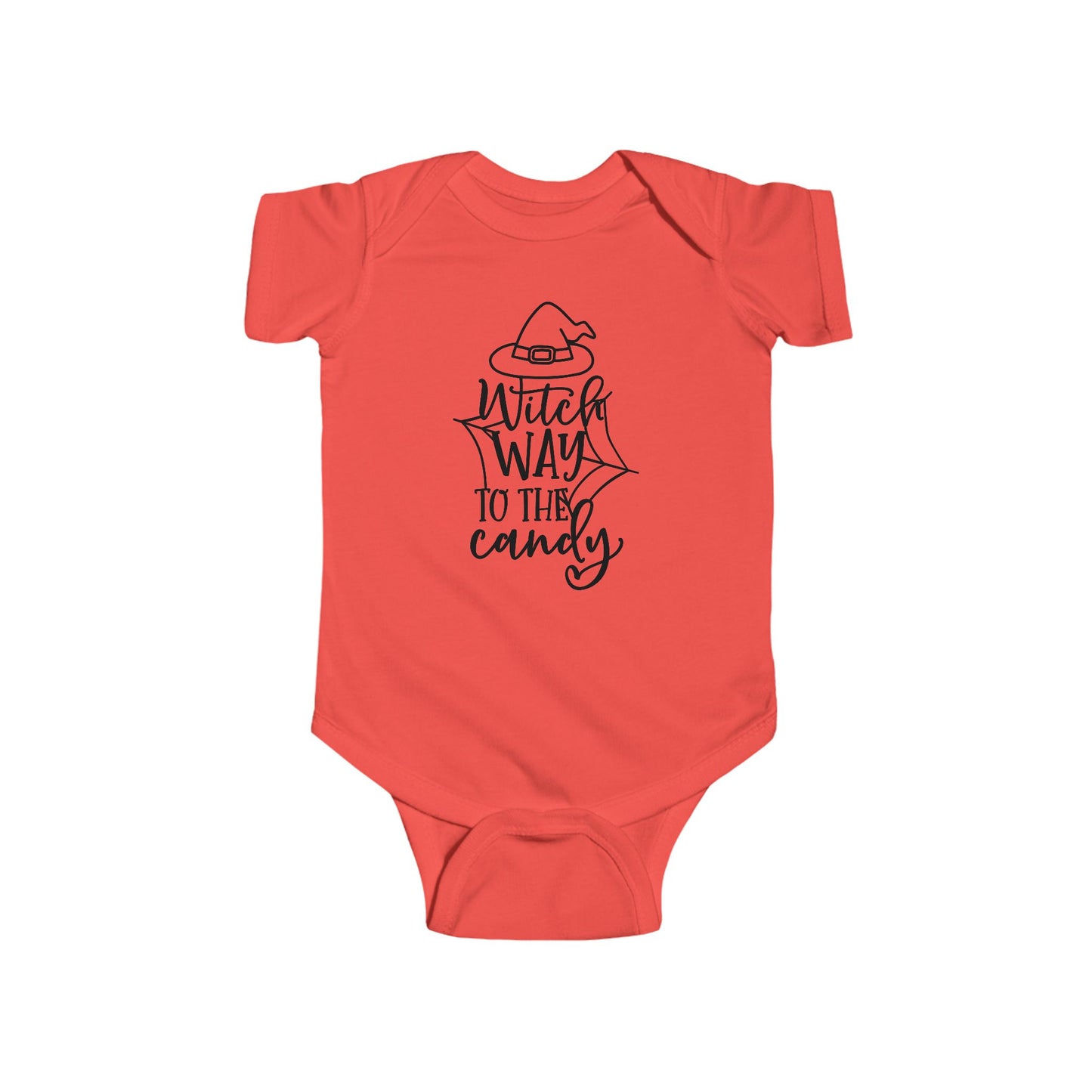 Witch Way to the Candy Infant Fine Jersey Bodysuit, Fall Autumn Halloween Onesie, Autumn Outfit for a Baby Witch, Spooky Scary Witch Tee