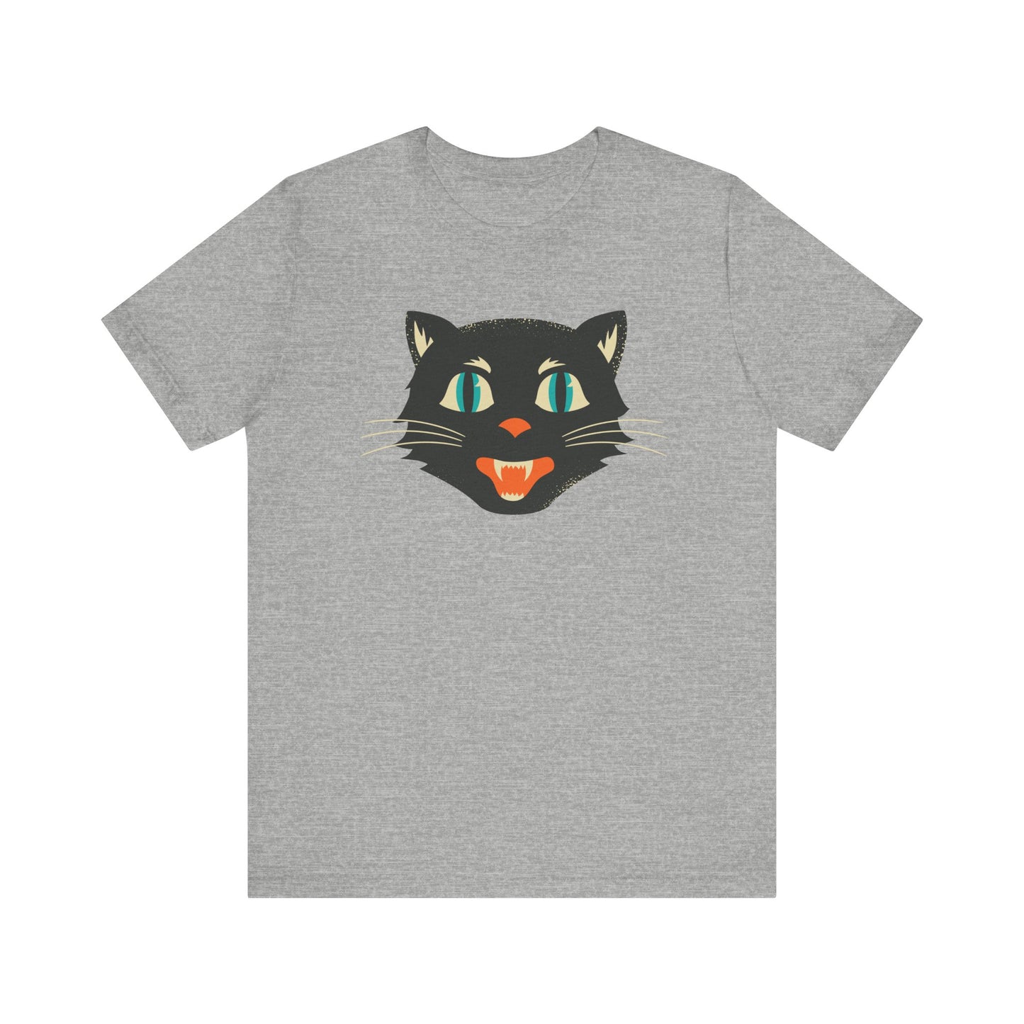 Vintage Cat Unisex Jersey Short Sleeve Tee, Retro Halloween T-Shirts for Women, Halloween Black Cat Shirt