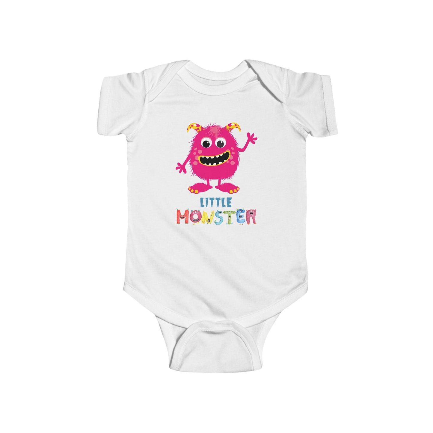 Little Monster Baby Infant Fine Jersey Bodysuit, Cute Baby Shower Gift, Funny Baby Onesie, Adorable Bright Pink Baby Monster Outfit