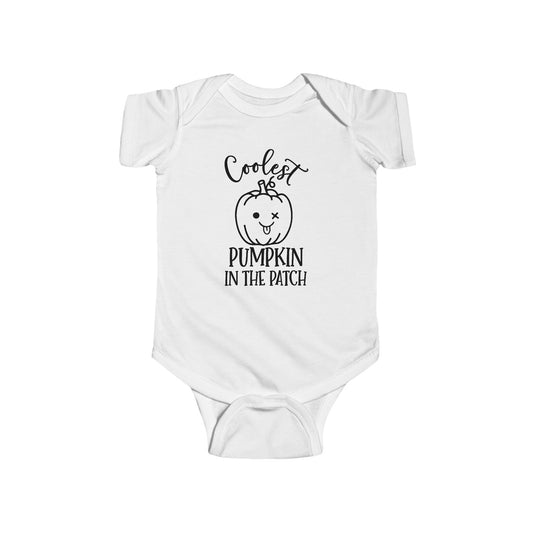 Coolest Pumpkin in the Patch Infant Fine Jersey Bodysuit, Cute Halloween Baby Girl or Boy Onesie, Fall Baby Shower Gift