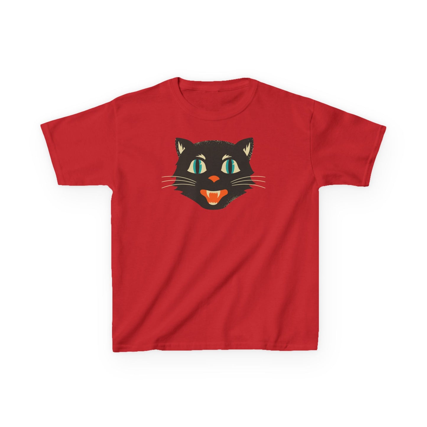 Kids Heavy Cotton Tee, Retro Halloween T-Shirts for kids, Halloween Black Cat Shirt