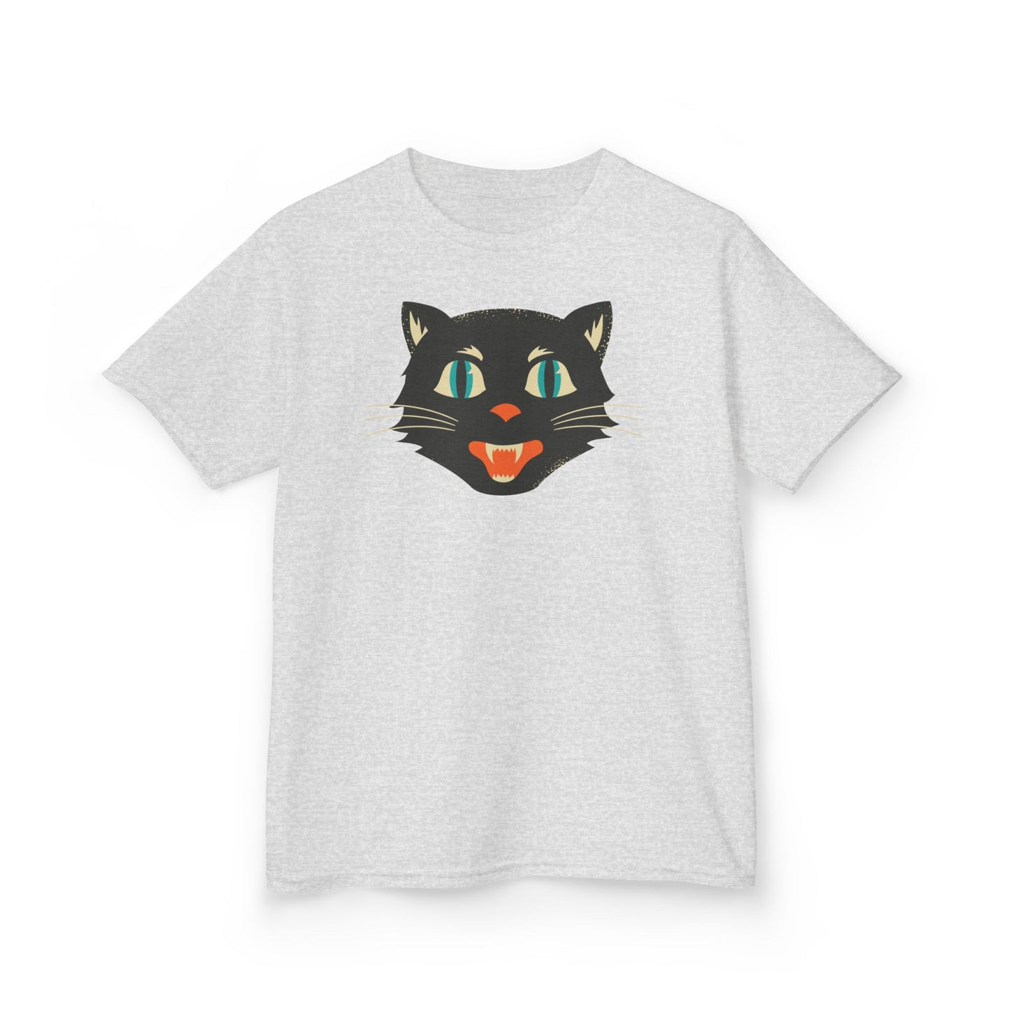 Kids Heavy Cotton Tee, Retro Halloween T-Shirts for kids, Halloween Black Cat Shirt