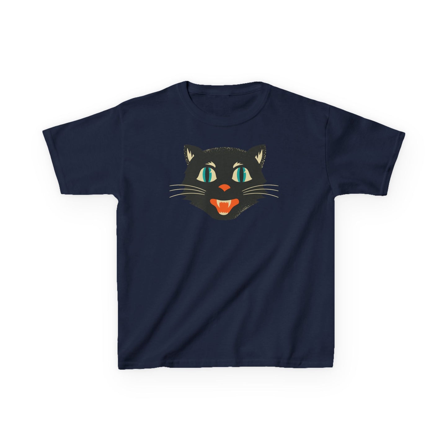 Kids Heavy Cotton Tee, Retro Halloween T-Shirts for kids, Halloween Black Cat Shirt