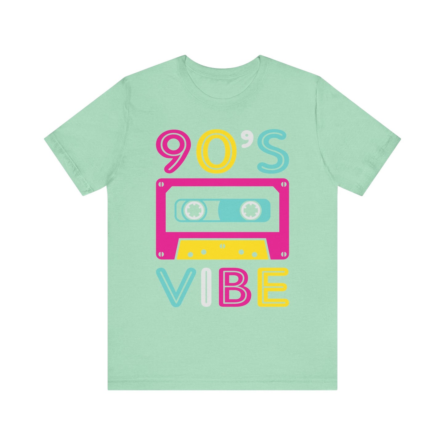90's Vibe Unisex Jersey Short Sleeve Tee, Fluorescent Neon Retro 90's T-Shirt for Men or Women, 90's Nostalgia Rap Tee