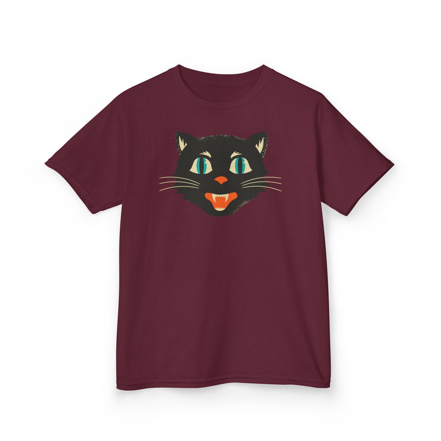 Kids Heavy Cotton Tee, Retro Halloween T-Shirts for kids, Halloween Black Cat Shirt
