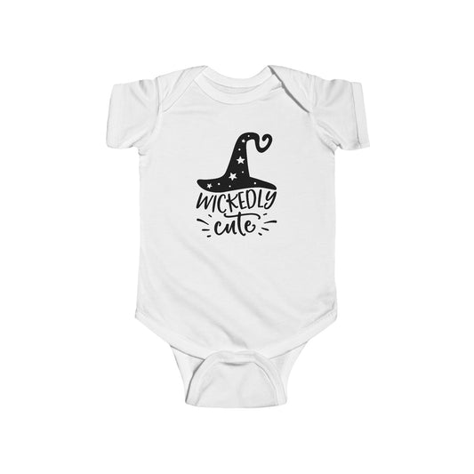 Wickedly Cute Infant Fine Jersey Bodysuit, Cute Baby Halloween Onsie, Autumn Themed Gift for Baby, Fall Baby Vibes