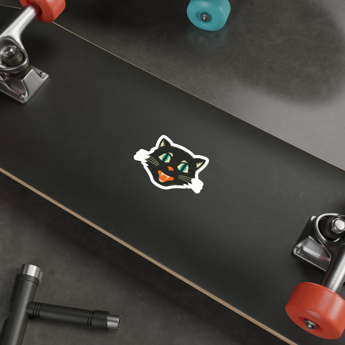 Vintage Black Cat Die-Cut Stickers, Retro Halloween Stickers for kids and adults, Halloween Black Cat Sticker