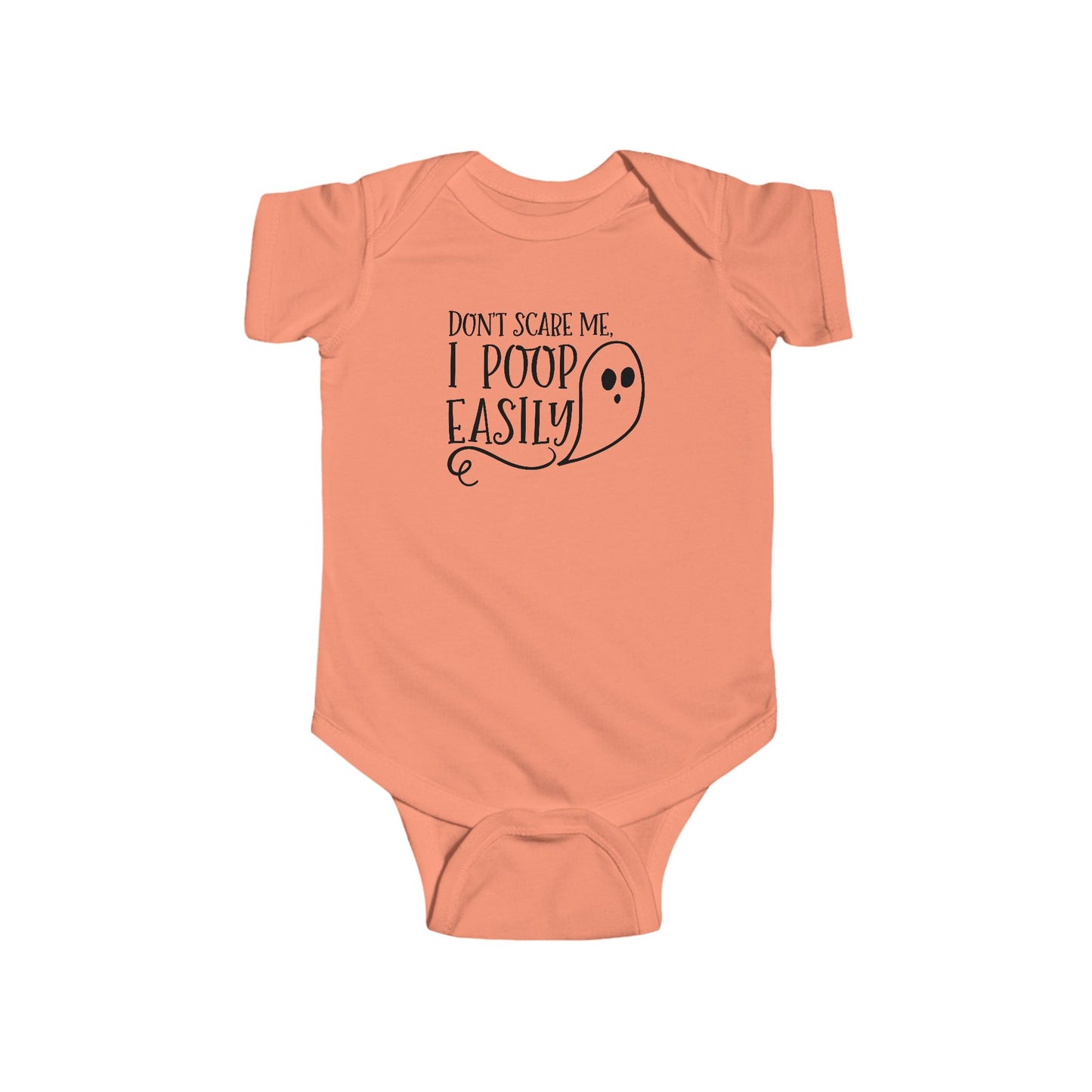 Don't Scare Me I Poop Easily Infant Fine Jersey Bodysuit, Funny Halloween Onesie, Cute Autumn Fall Baby Shower Gift