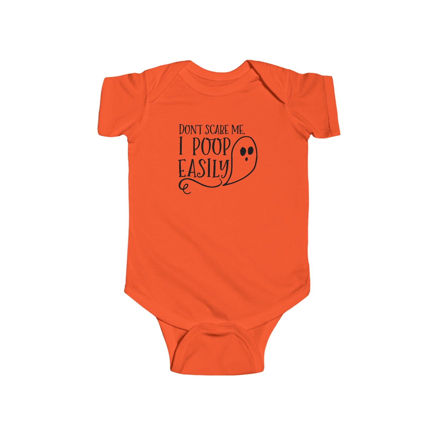 Don't Scare Me I Poop Easily Infant Fine Jersey Bodysuit, Funny Halloween Onesie, Cute Autumn Fall Baby Shower Gift