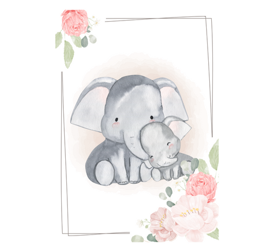 Canvas Print - Baby Elephant Nursery Decor for Baby Girl, Stretched 1 25&quot;