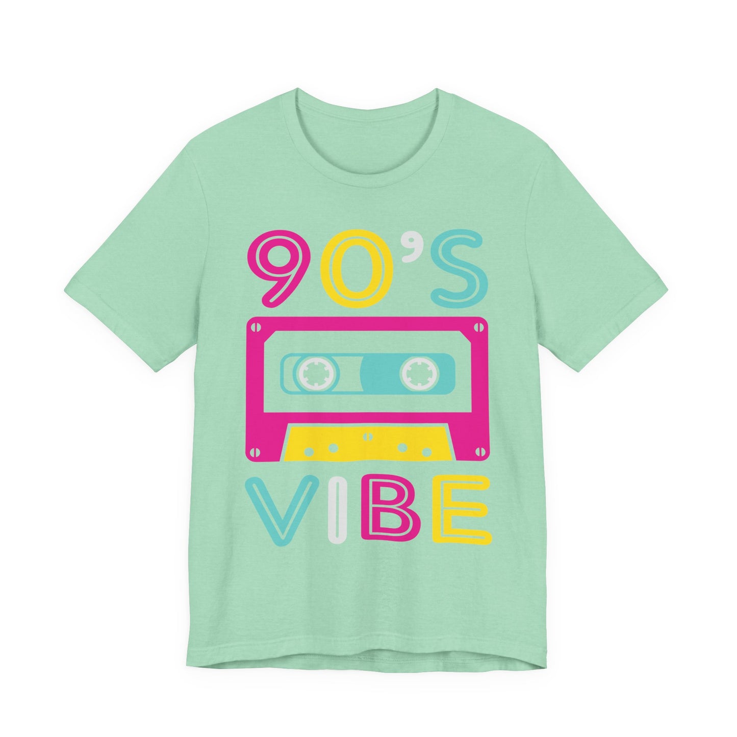 90's Vibe Unisex Jersey Short Sleeve Tee, Fluorescent Neon Retro 90's T-Shirt for Men or Women, 90's Nostalgia Rap Tee