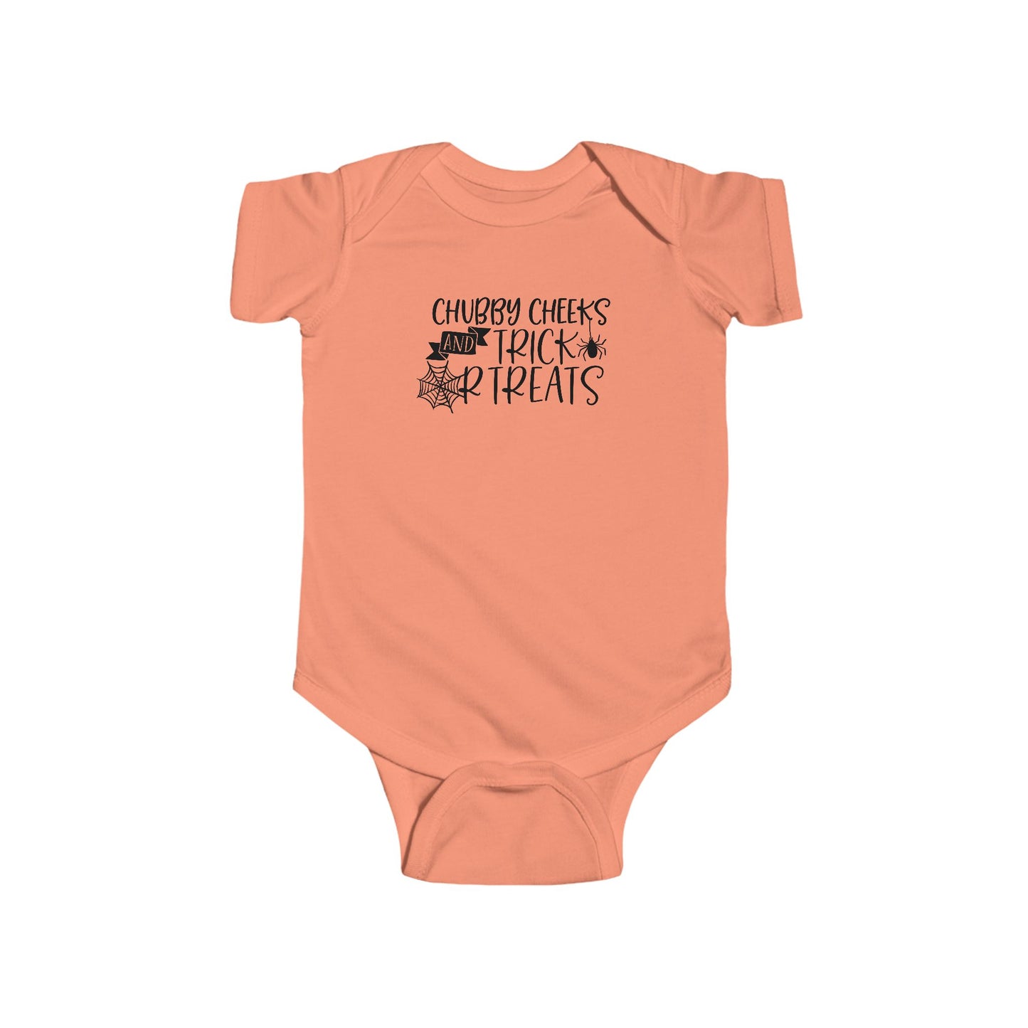 Chubby Cheeks and Trick or Treats Infant Fine Jersey Bodysuit, Cute Chubby Baby First Halloween Onesie, Autumn Baby Shower Gift