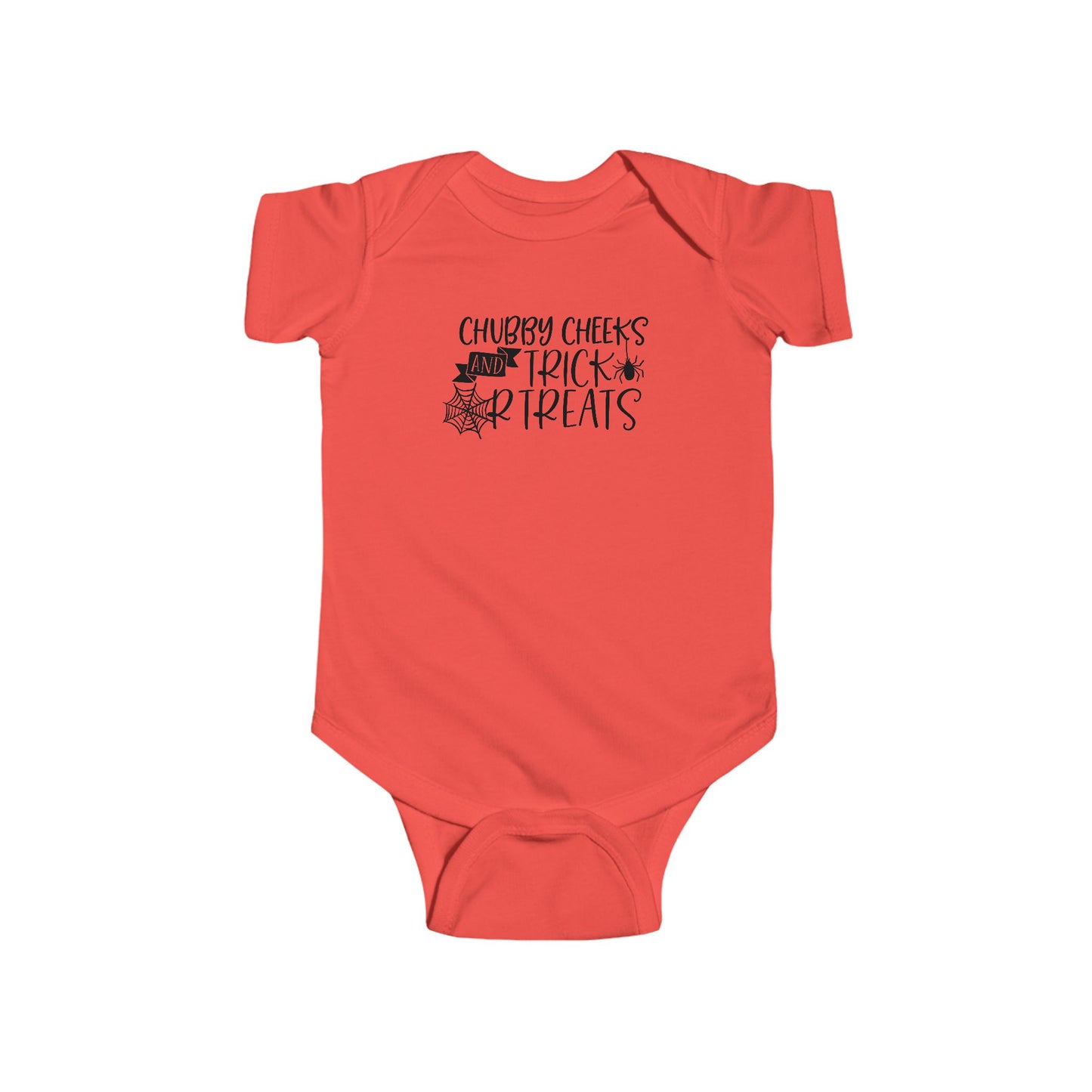 Chubby Cheeks and Trick or Treats Infant Fine Jersey Bodysuit, Cute Chubby Baby First Halloween Onesie, Autumn Baby Shower Gift