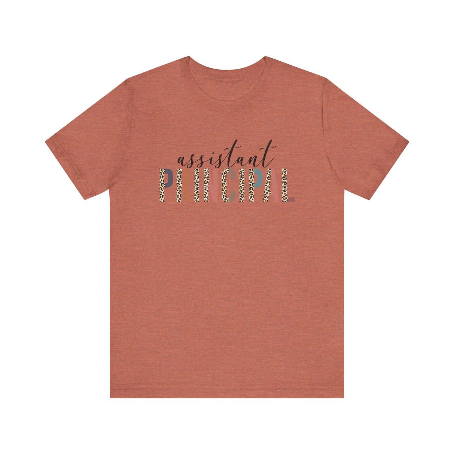 Assistant Principal Jersey Short Sleeve Tee, Leopard Print and Pastel Rainbow Design T-Shirt, School Principal Gifts, Back to School