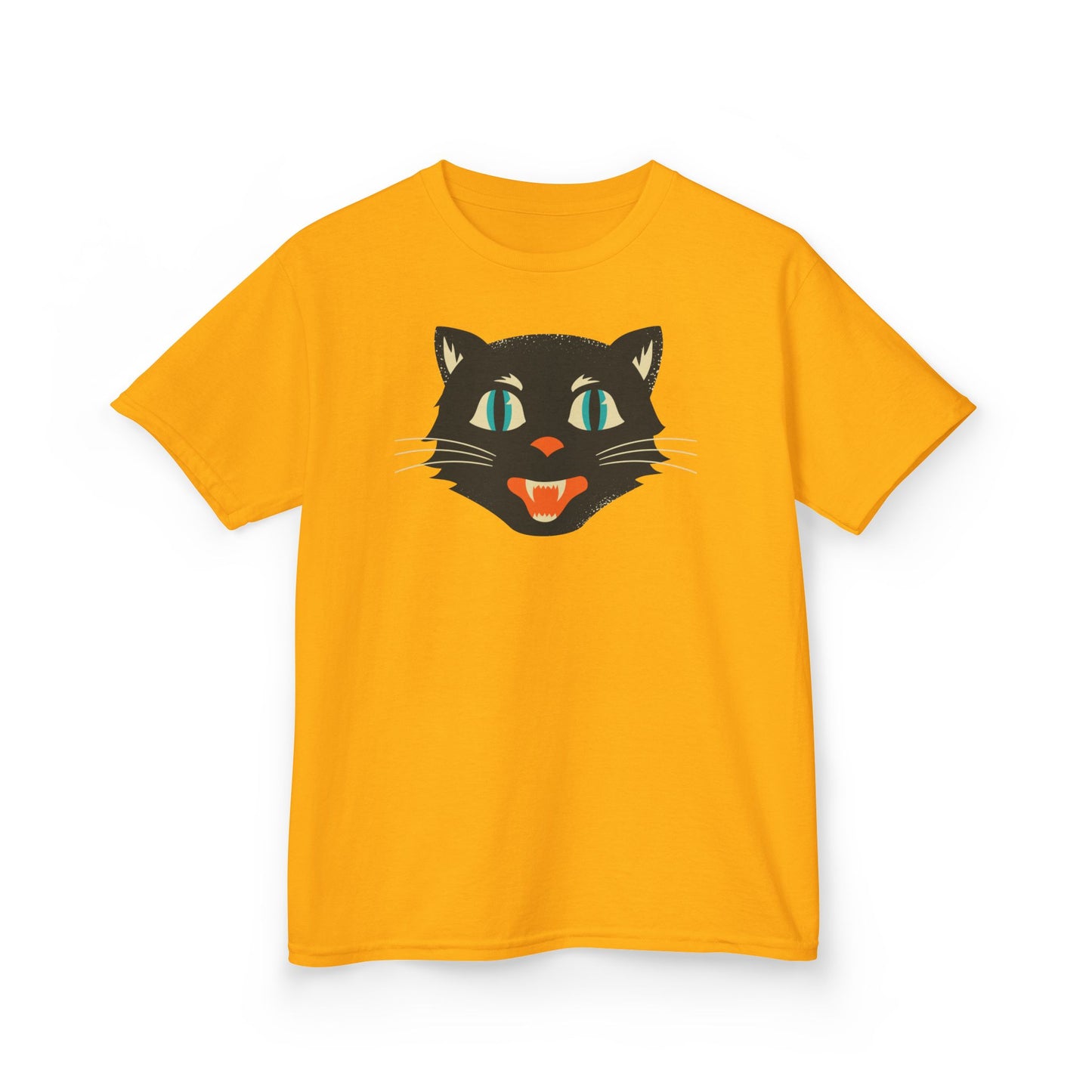 Kids Heavy Cotton Tee, Retro Halloween T-Shirts for kids, Halloween Black Cat Shirt