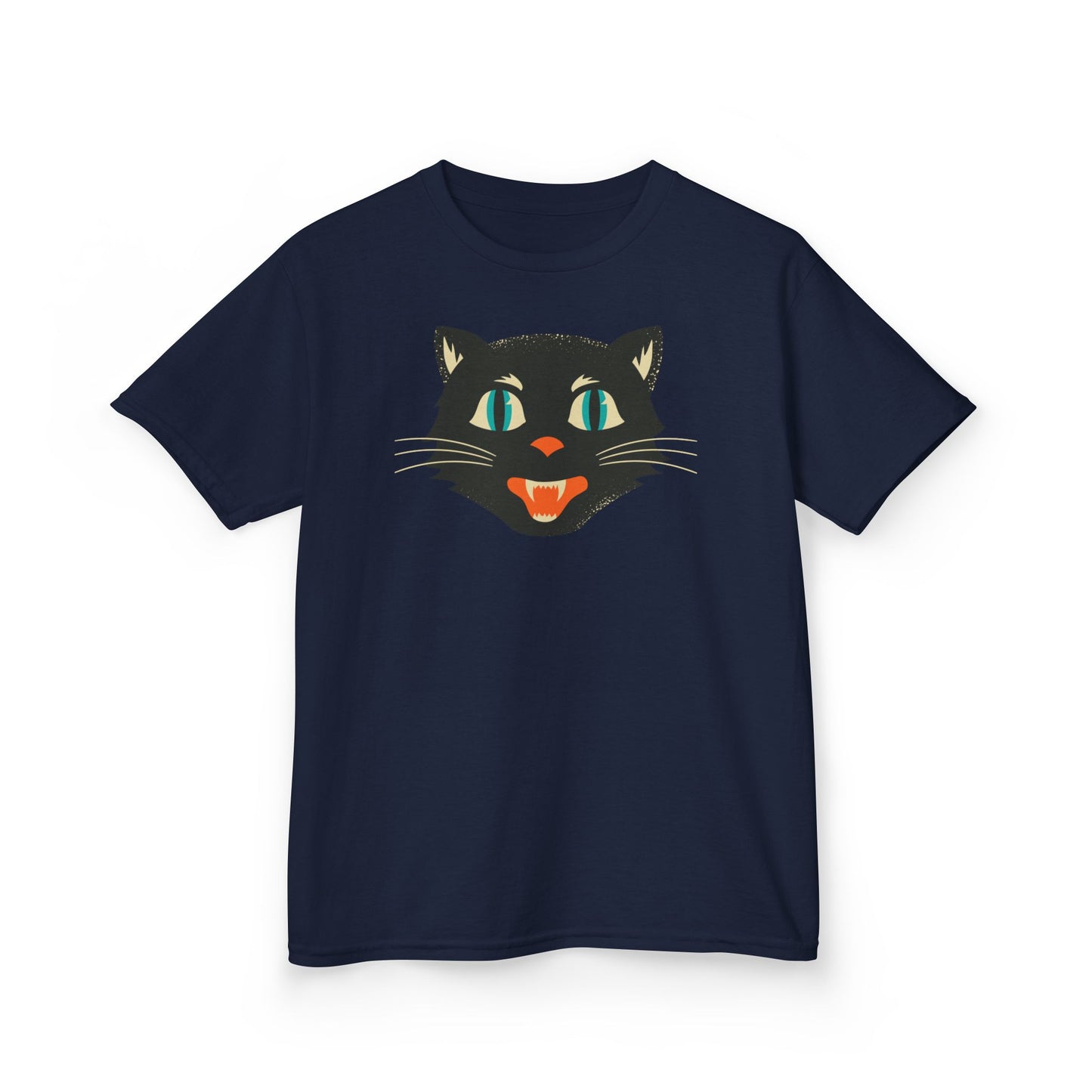 Kids Heavy Cotton Tee, Retro Halloween T-Shirts for kids, Halloween Black Cat Shirt