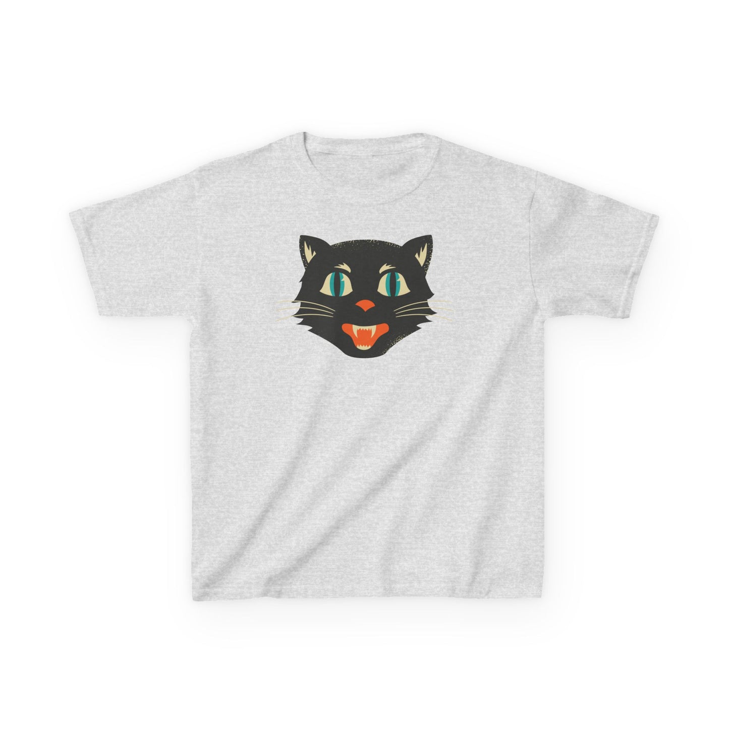 Kids Heavy Cotton Tee, Retro Halloween T-Shirts for kids, Halloween Black Cat Shirt