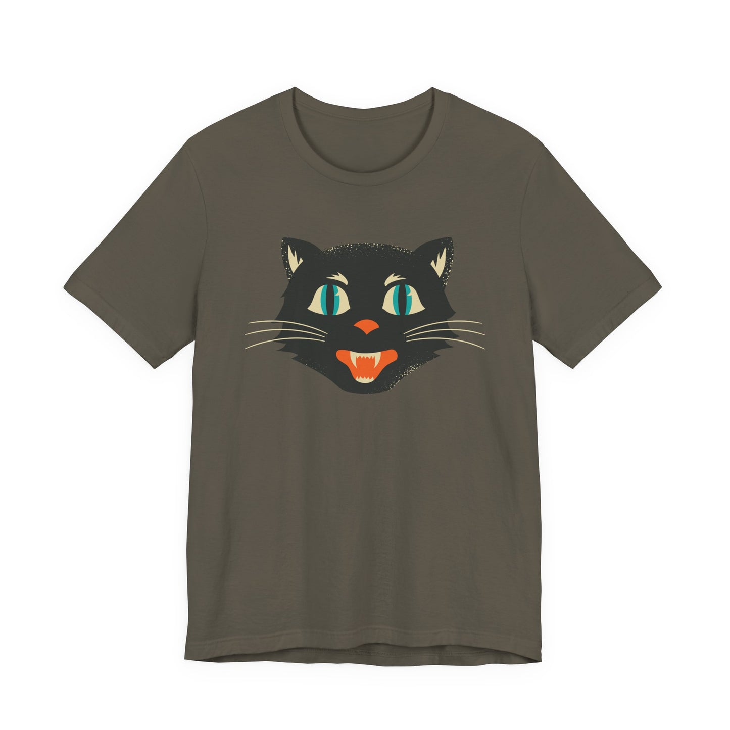 Vintage Cat Unisex Jersey Short Sleeve Tee, Retro Halloween T-Shirts for Women, Halloween Black Cat Shirt