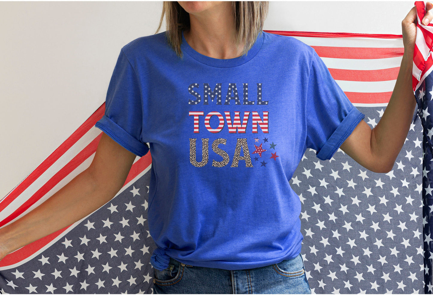 small town usa tee, july 4th shirts, the american flag, july 4th t shirt, women's patriotic t-shirt, party gift for him or her