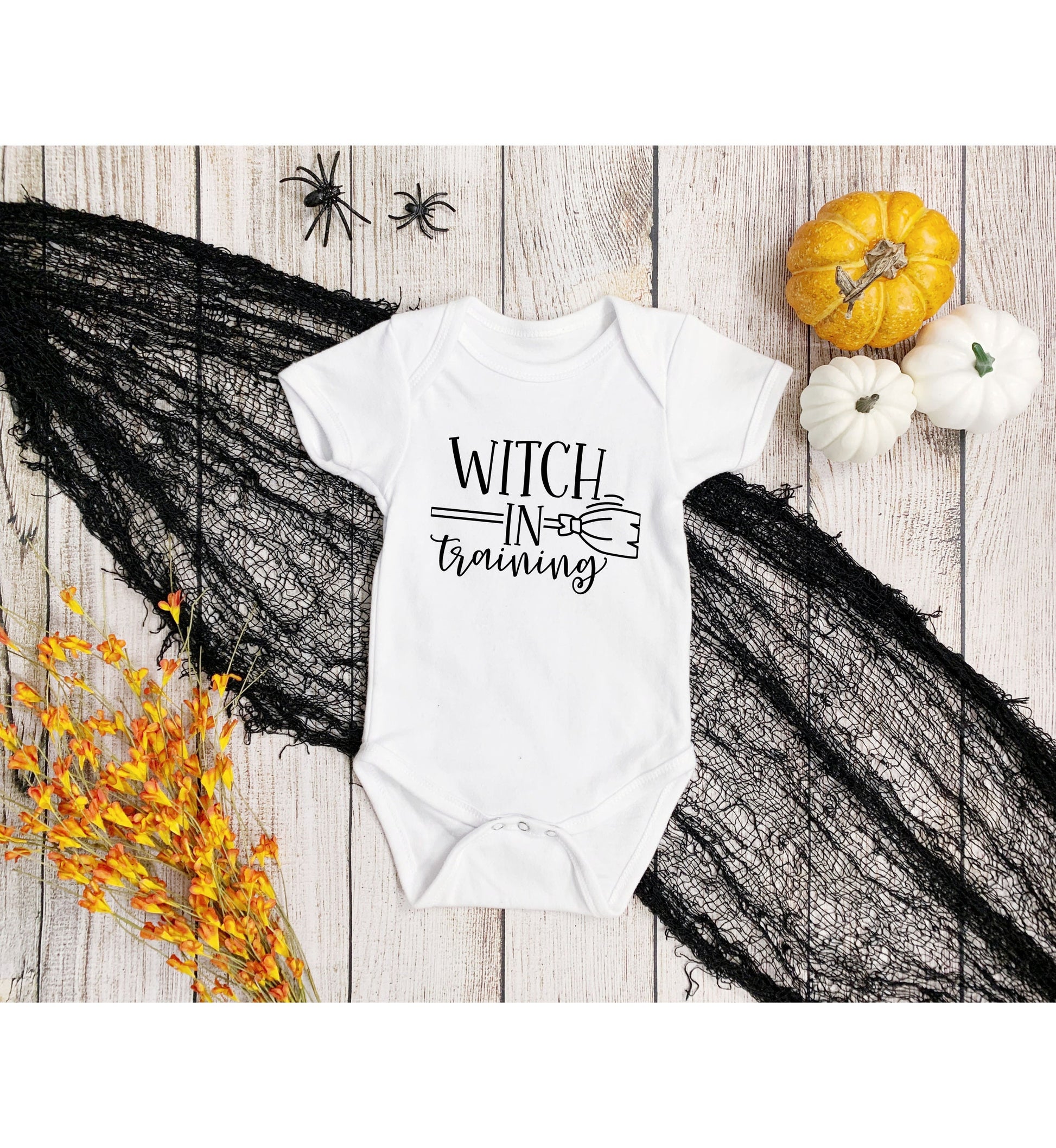 Witch in Training Infant Fine Jersey Bodysuit, Baby Gift, Cute Fall Baby Clothes, Halloween Onesie for an Autumn Witch