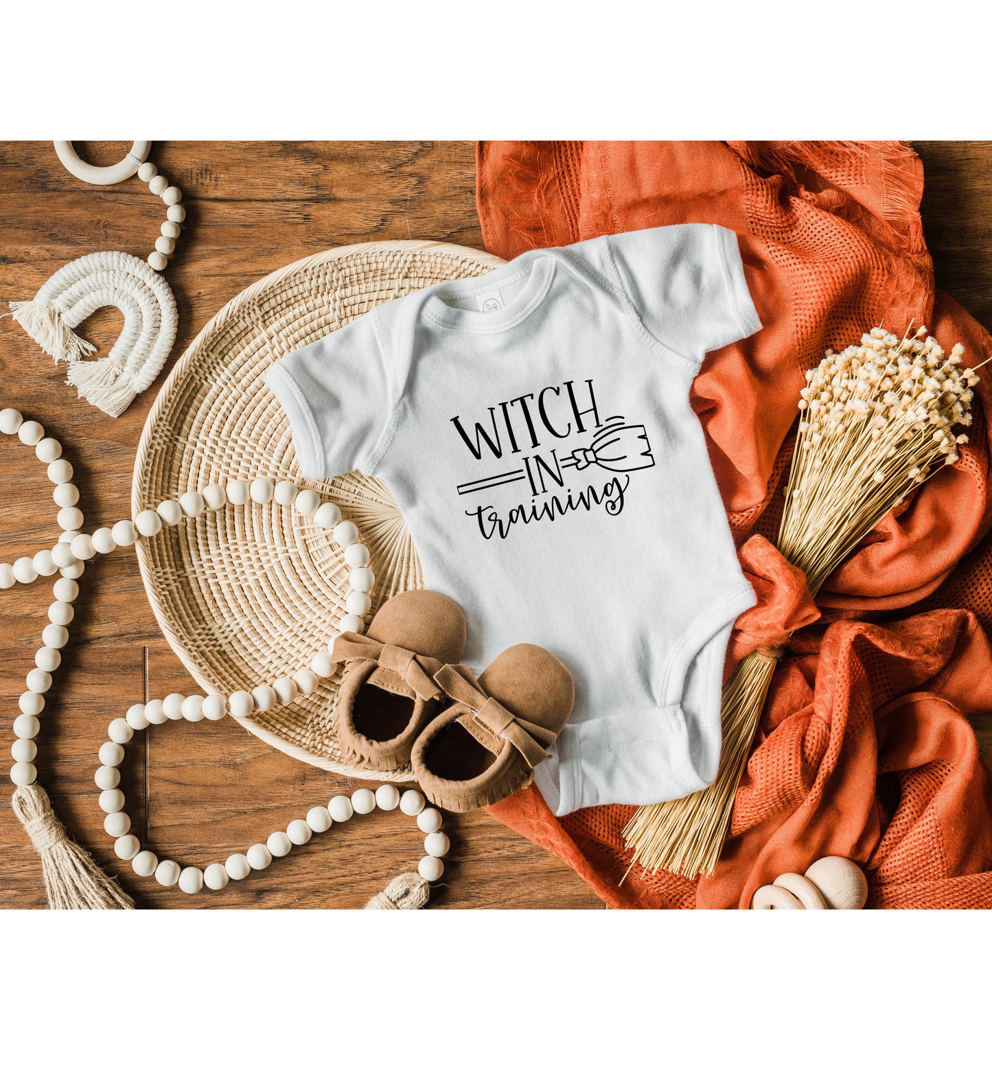 Witch in Training Infant Fine Jersey Bodysuit, Baby Gift, Cute Fall Baby Clothes, Halloween Onesie for an Autumn Witch
