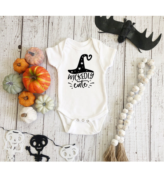 Wickedly Cute Infant Fine Jersey Bodysuit, Cute Baby Halloween Onsie, Autumn Themed Gift for Baby, Fall Baby Vibes