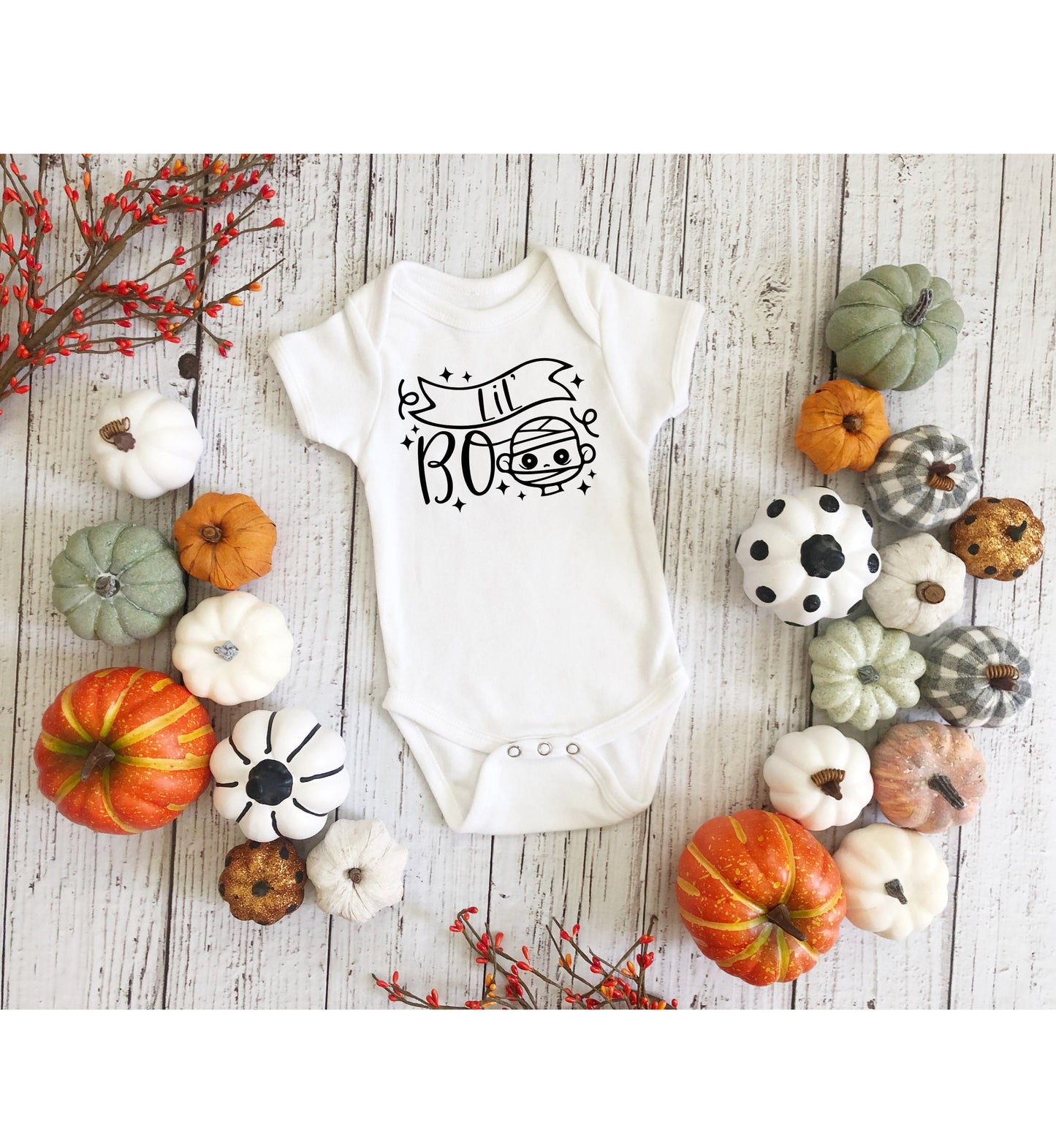 Lil Boo Infant Fine Jersey Bodysuit, Cute and Cozy Baby Girl or Boy Fall Onesie, Autumn Baby Bodysuit for Halloween