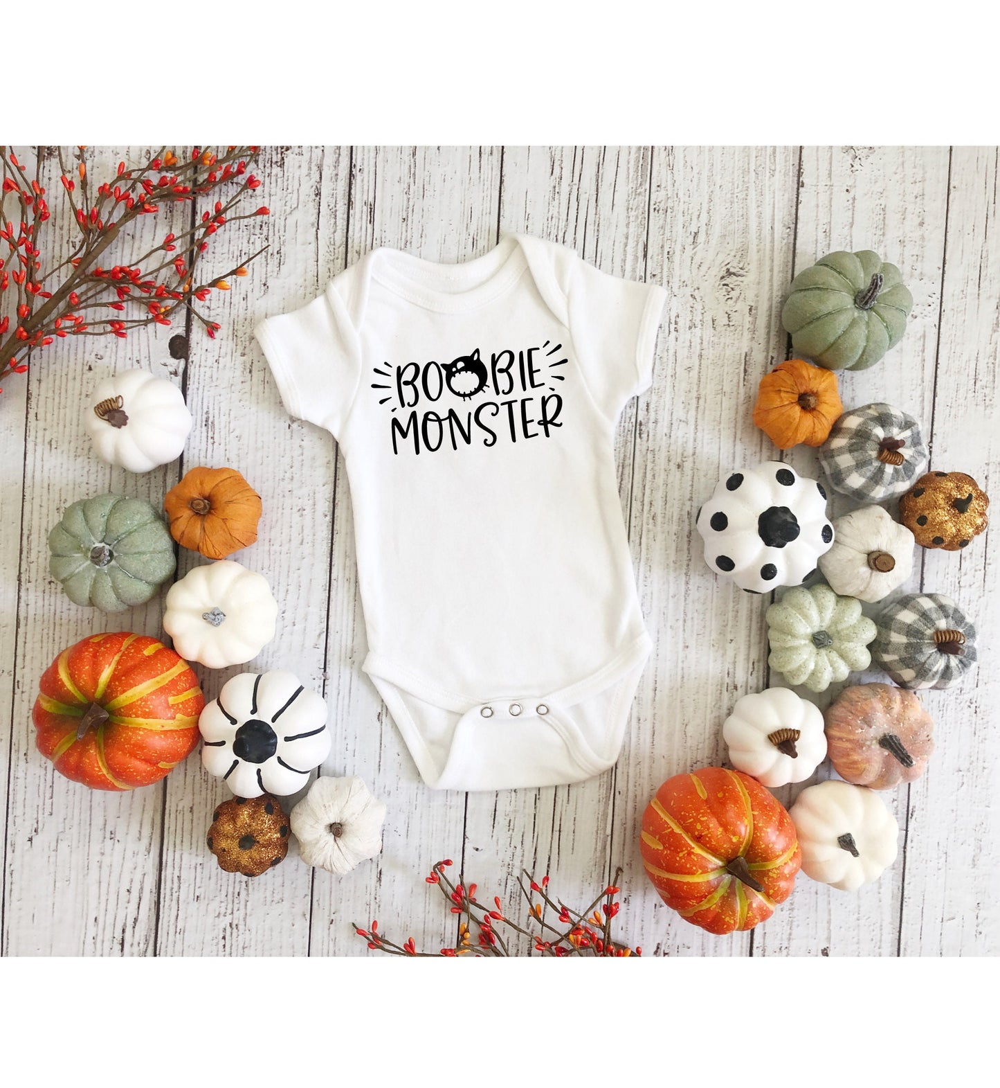Boobie Monster Infant Fine Jersey Bodysuit, Funny and Cute Halloween Themed Baby Outfit, Autumn Baby Onesie Gift