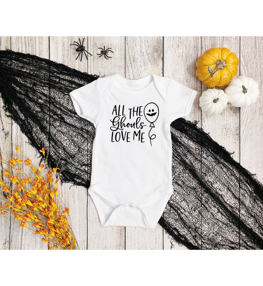 All the Ghouls Love Me Infant Fine Jersey Bodysuit, Cute Baby Boy Halloween Onesie, My First Fall