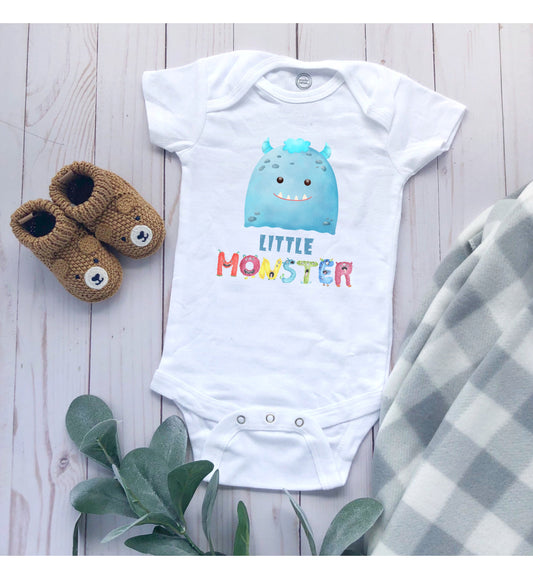 This Little Monster Baby Infant Fine Jersey Bodysuit, Cute Baby Shower Gift, Funny Baby Onesie, Adorable Blue Baby Monster Outfit