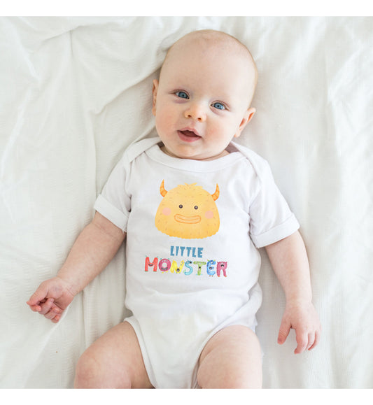 Little Monster Baby Infant Fine Jersey Bodysuit, Cute Baby Shower Gift, Funny Baby Onesie, Adorable Yellow Baby Monster Outfit