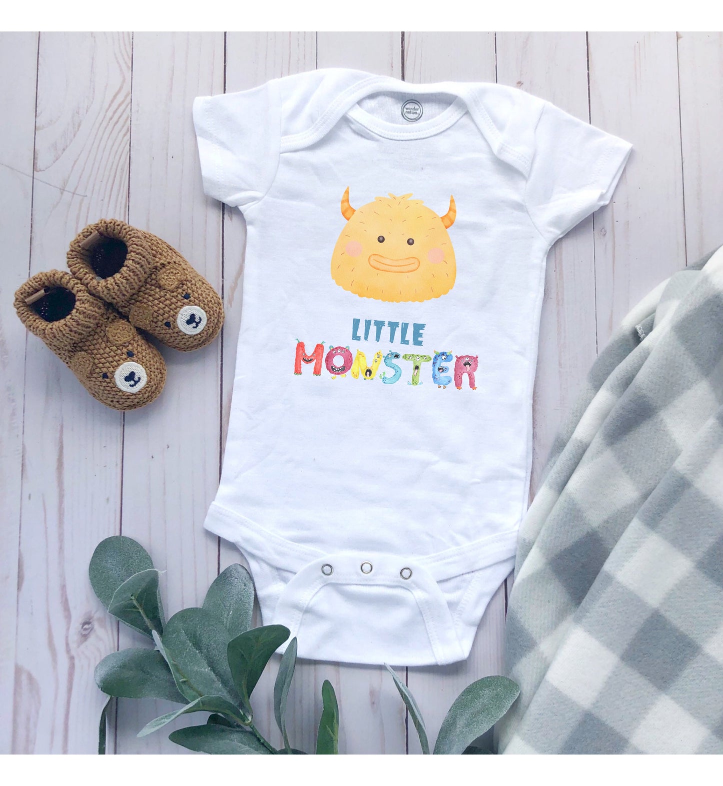 Little Monster Baby Infant Fine Jersey Bodysuit, Cute Baby Shower Gift, Funny Baby Onesie, Adorable Yellow Baby Monster Outfit