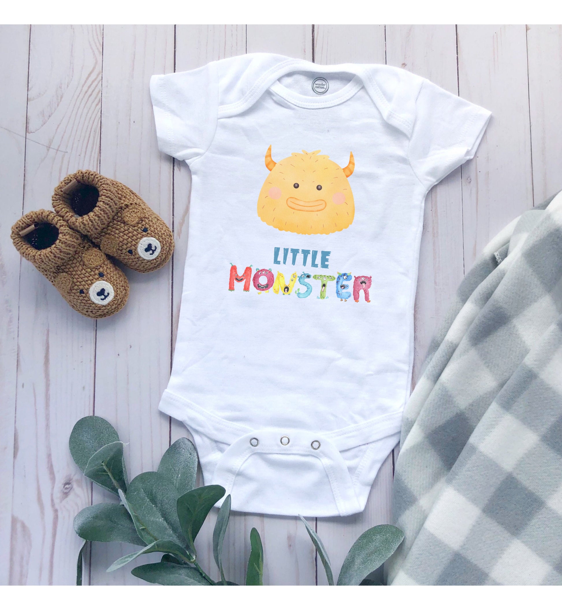 Little Monster Baby Infant Fine Jersey Bodysuit, Cute Baby Shower Gift, Funny Baby Onesie, Adorable Yellow Baby Monster Outfit