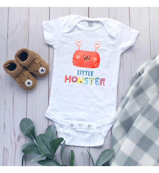 Little Monster Baby Infant Fine Jersey Bodysuit, Cute Baby Shower Gift, Funny Baby Onesie, Adorable Red Baby Monster Outfit