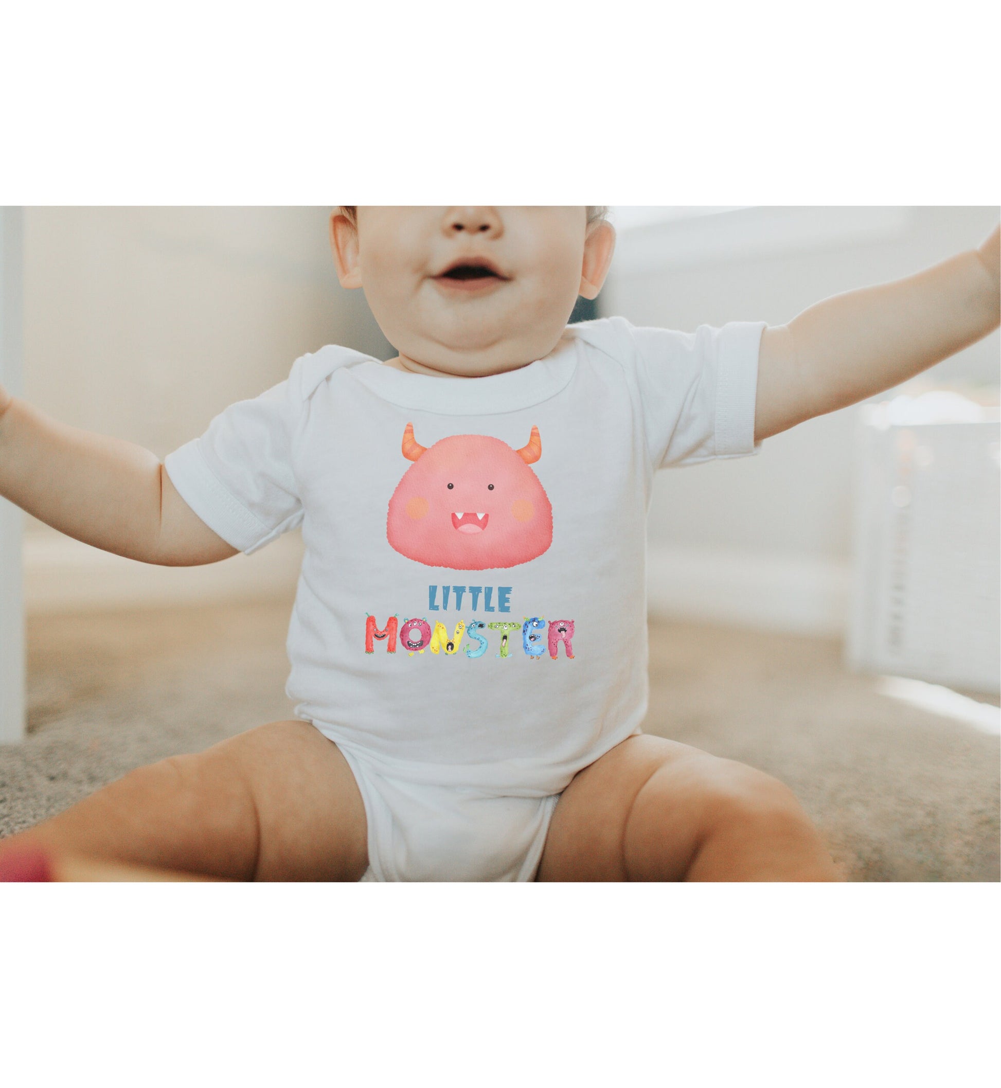 Little Monster Baby Infant Fine Jersey Bodysuit, Cute Baby Shower Gift, Funny Baby Onesie, Adorable Pink Baby Monster Outfit