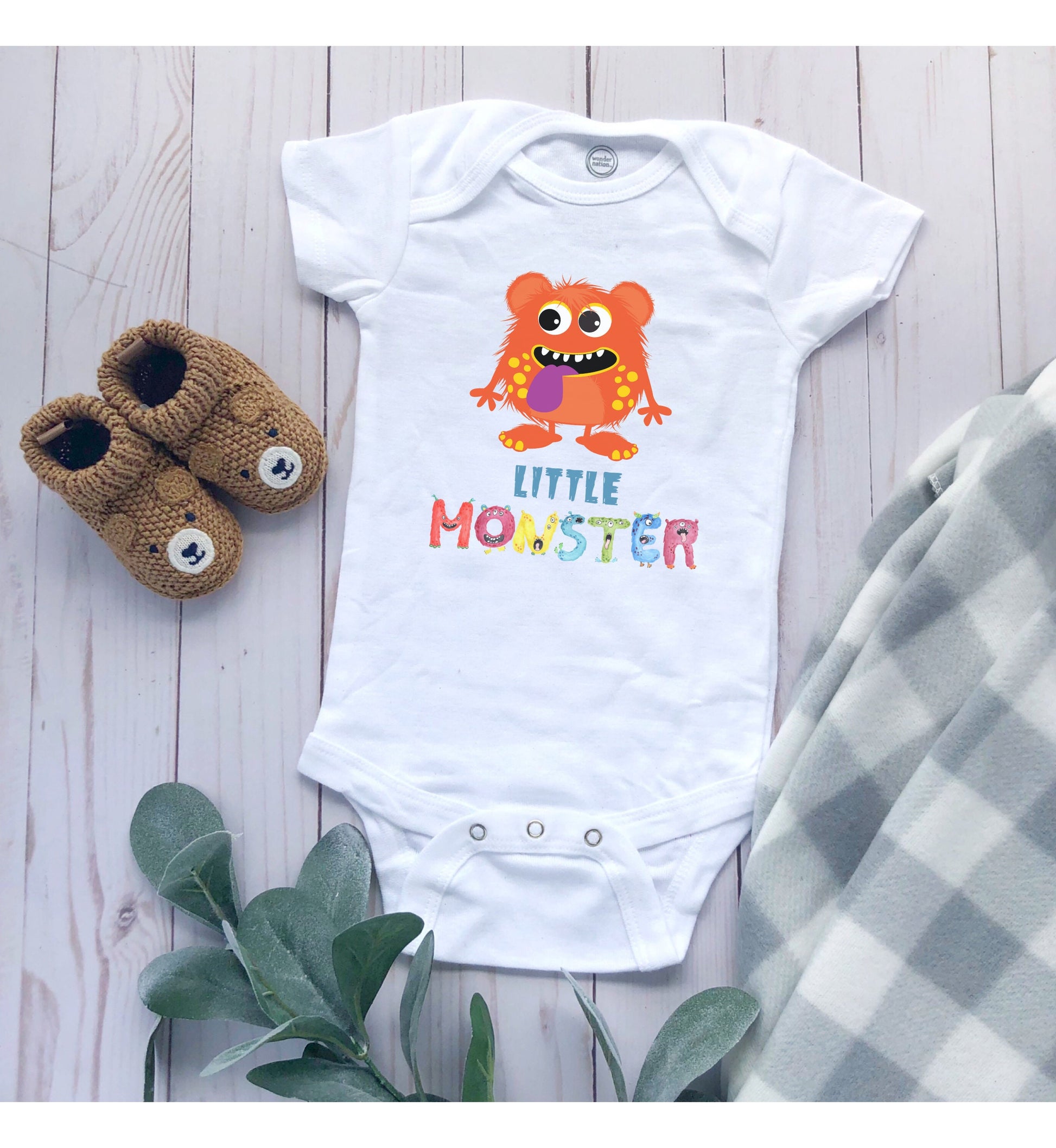 Little Monster Baby Infant Fine Jersey Bodysuit, Cute Baby Shower Gift, Funny Baby Onesie, Adorable Orange Baby Monster Outfit