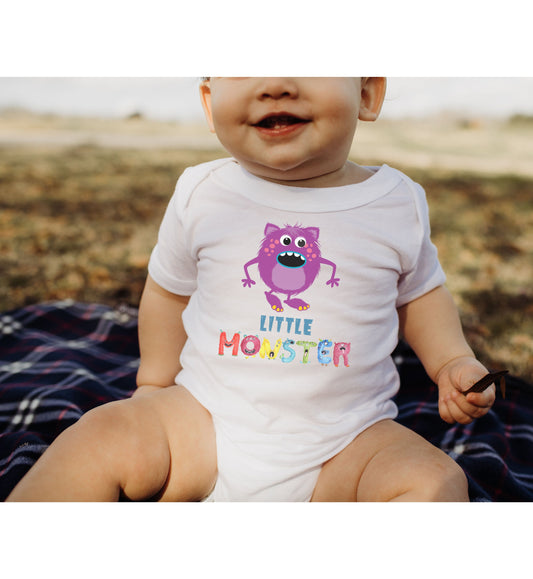 Little Monster Baby Infant Fine Jersey Bodysuit, Cute Baby Shower Gift, Funny Baby Onesie, Adorable Purple Baby Monster Outfit