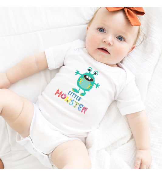 Little Monster Baby Infant Fine Jersey Bodysuit, Cute Baby Shower Gift, Funny Baby Onesie, Adorable Turquoise Baby Monster Outfit