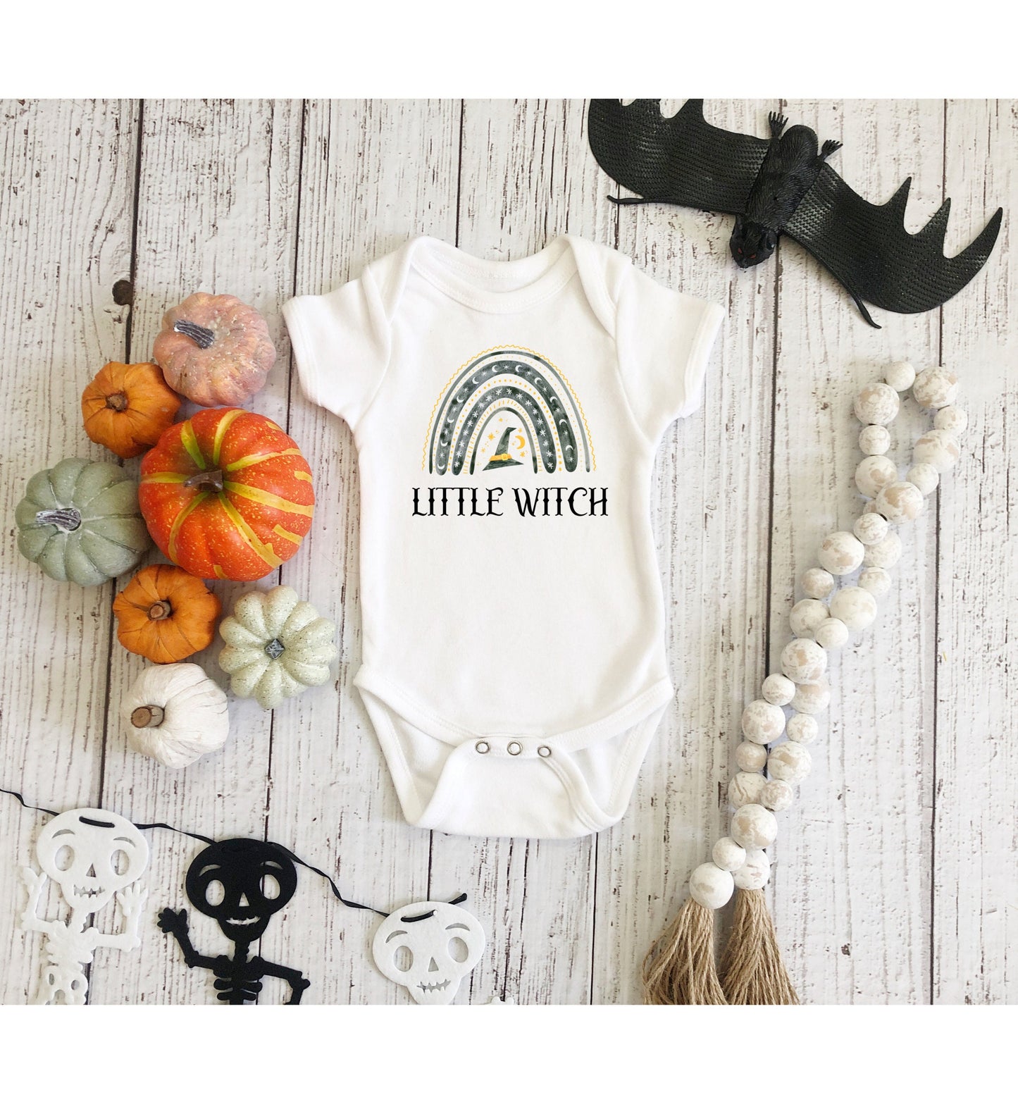 Little Witch Infant Fine Jersey Bodysuit, Infant Fall Shirt T-Shirt Onesie, Autumn Witch Baby Halloween Onsie